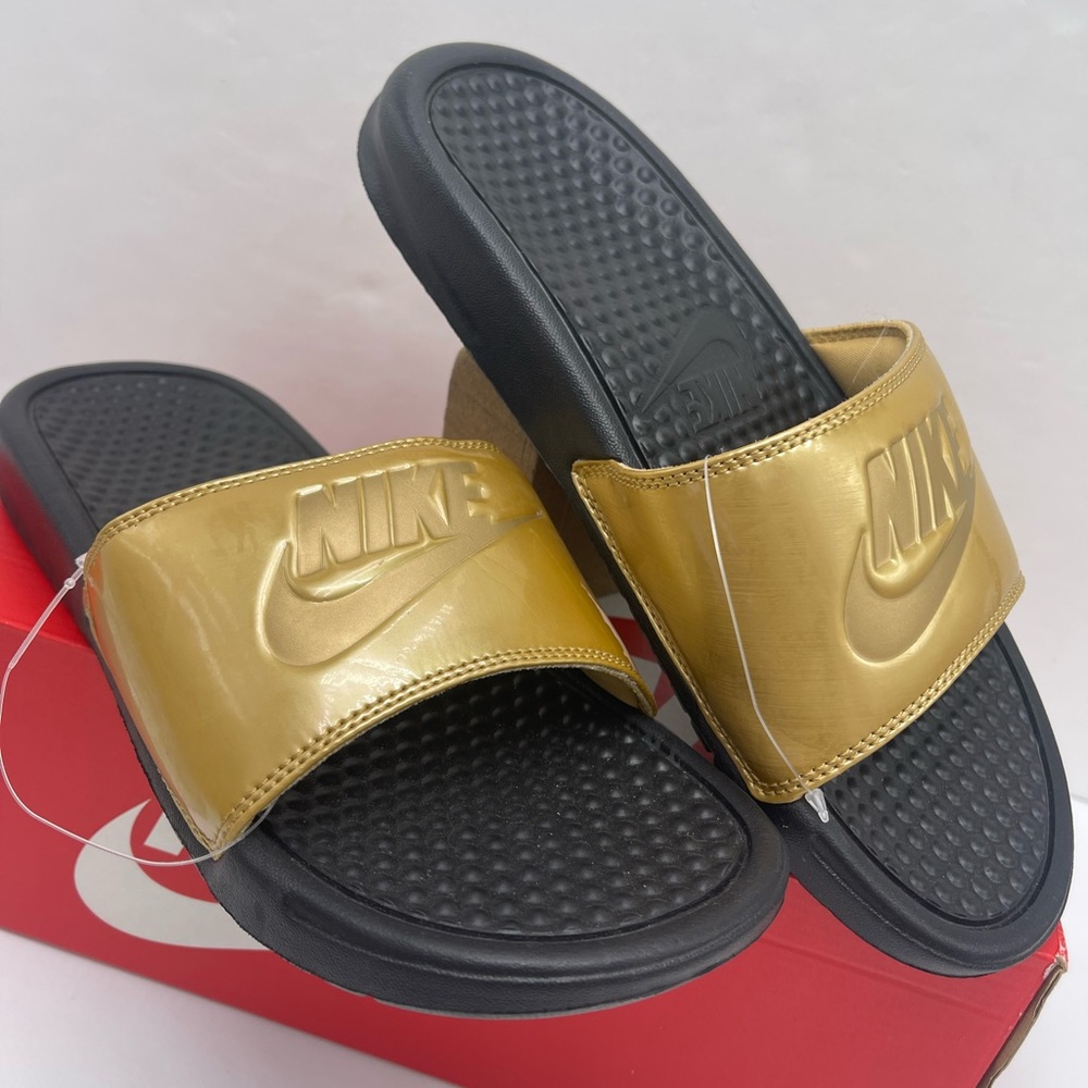 Nike WMNS Black and Gold Slide Sandals - Picture 5 of 16